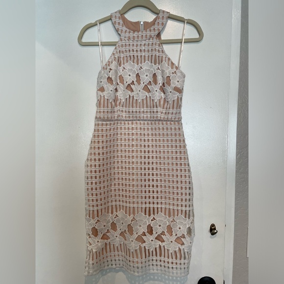 Luxe Love White and Nude Lace Dress - Picture 1 of 3
